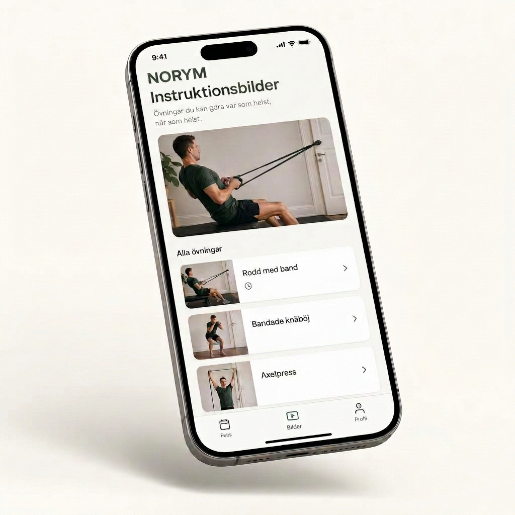 NORYM-appen – bilder på alla övningar i övningsbiblioteket